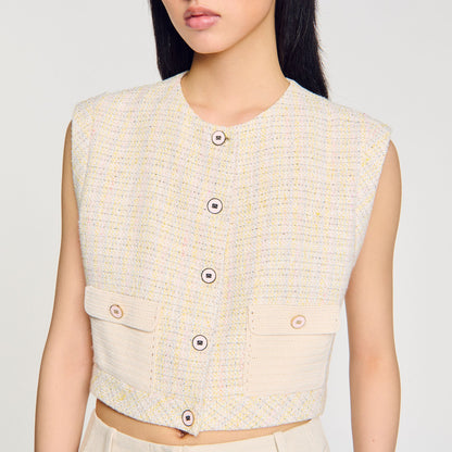 Sandro Decorative tweed jacket Yellow / Ecru