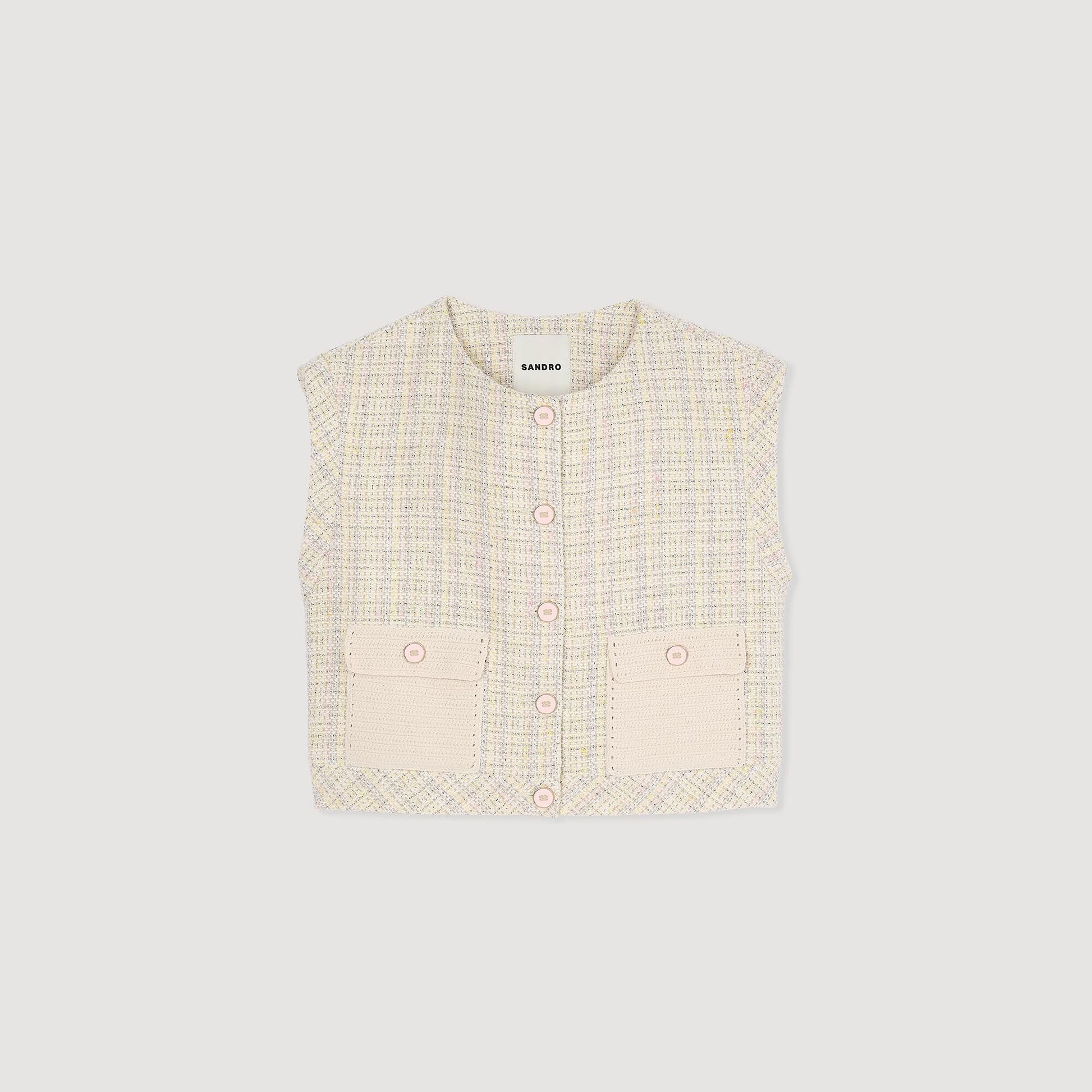 Sandro Decorative tweed jacket Yellow / Ecru