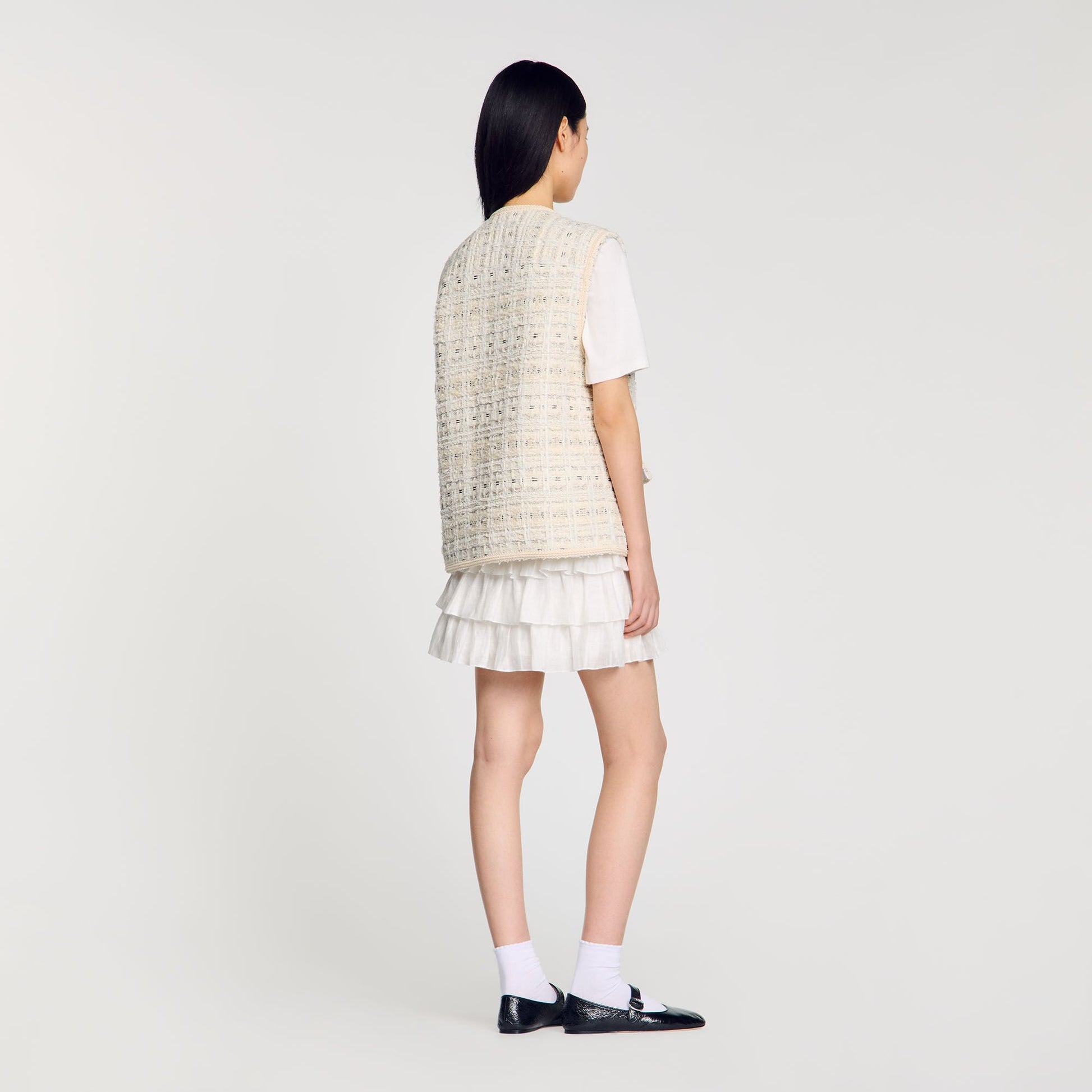 Sandro Sleeveless tweed jacket Ecru / Lurex