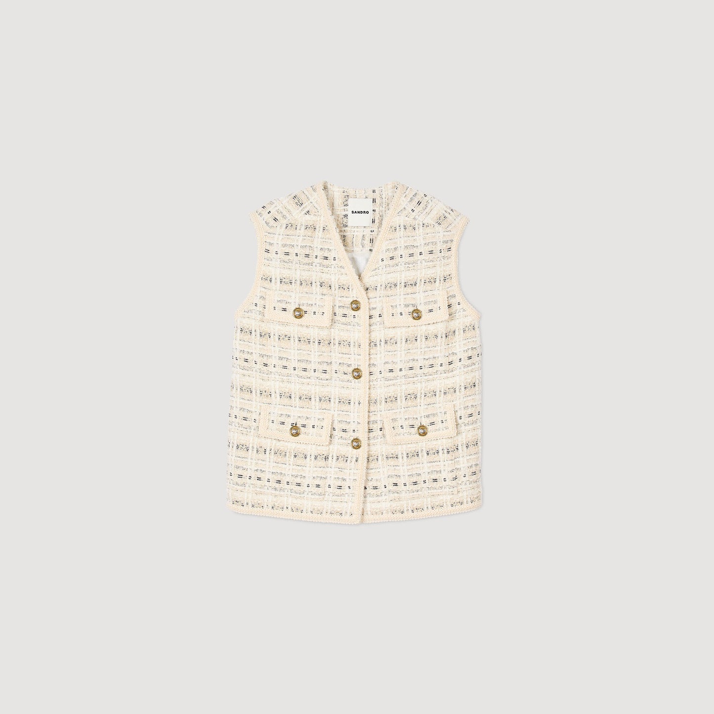 Sandro Sleeveless tweed jacket Ecru / Lurex