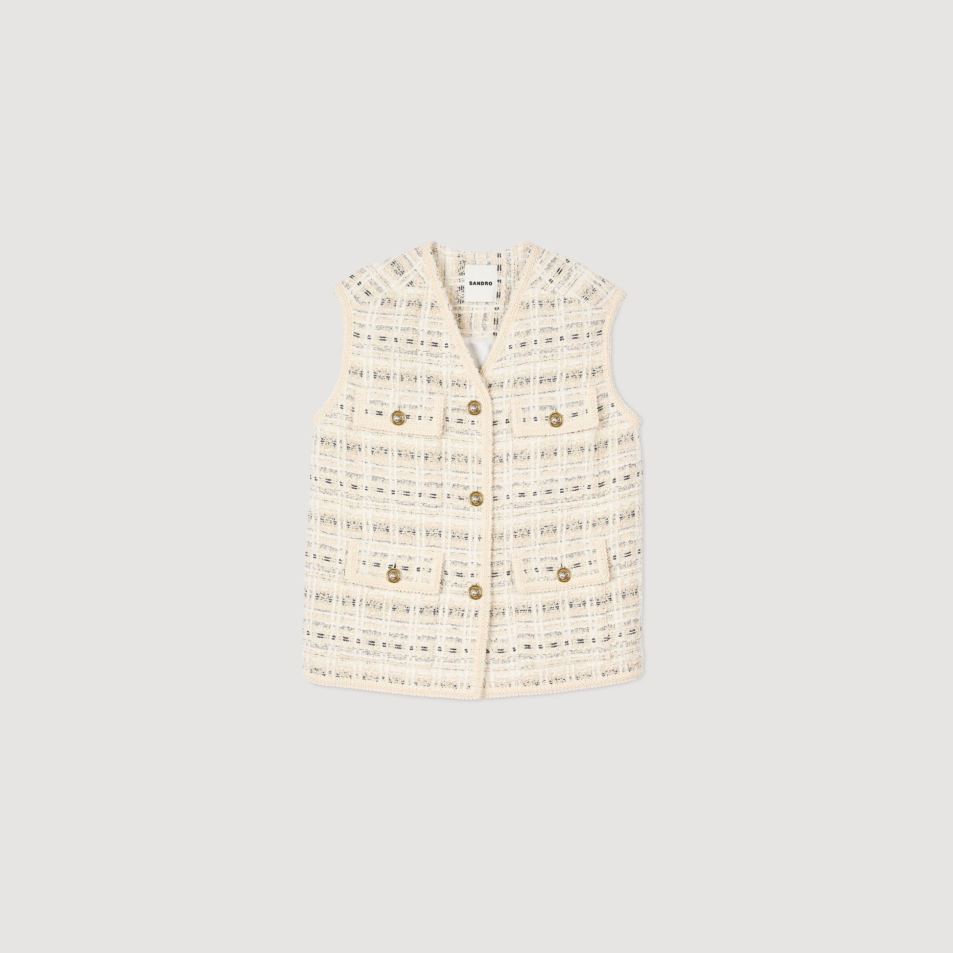 Sandro Sleeveless tweed jacket Ecru / Lurex