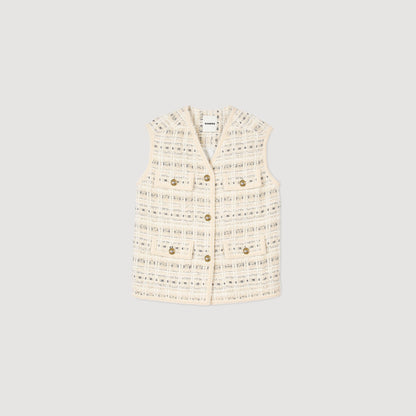 Sandro Sleeveless tweed jacket Ecru / Lurex