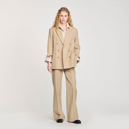 Sandro Double-breasted suit jacket Sand