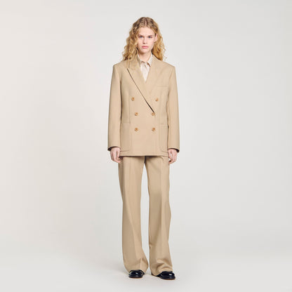 Sandro Double-breasted suit jacket Sand