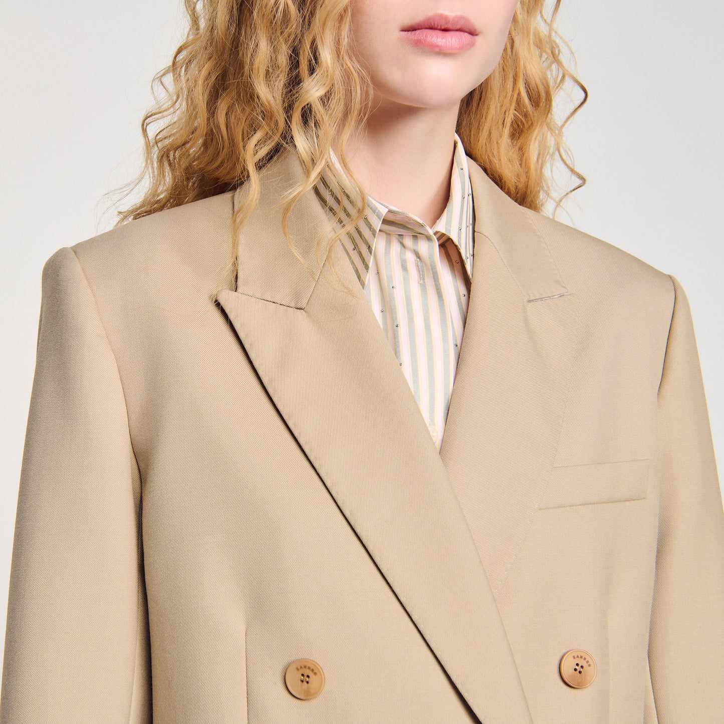 Sandro Double-breasted suit jacket Sand
