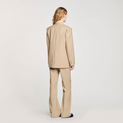 Sandro Double-breasted suit jacket Sand