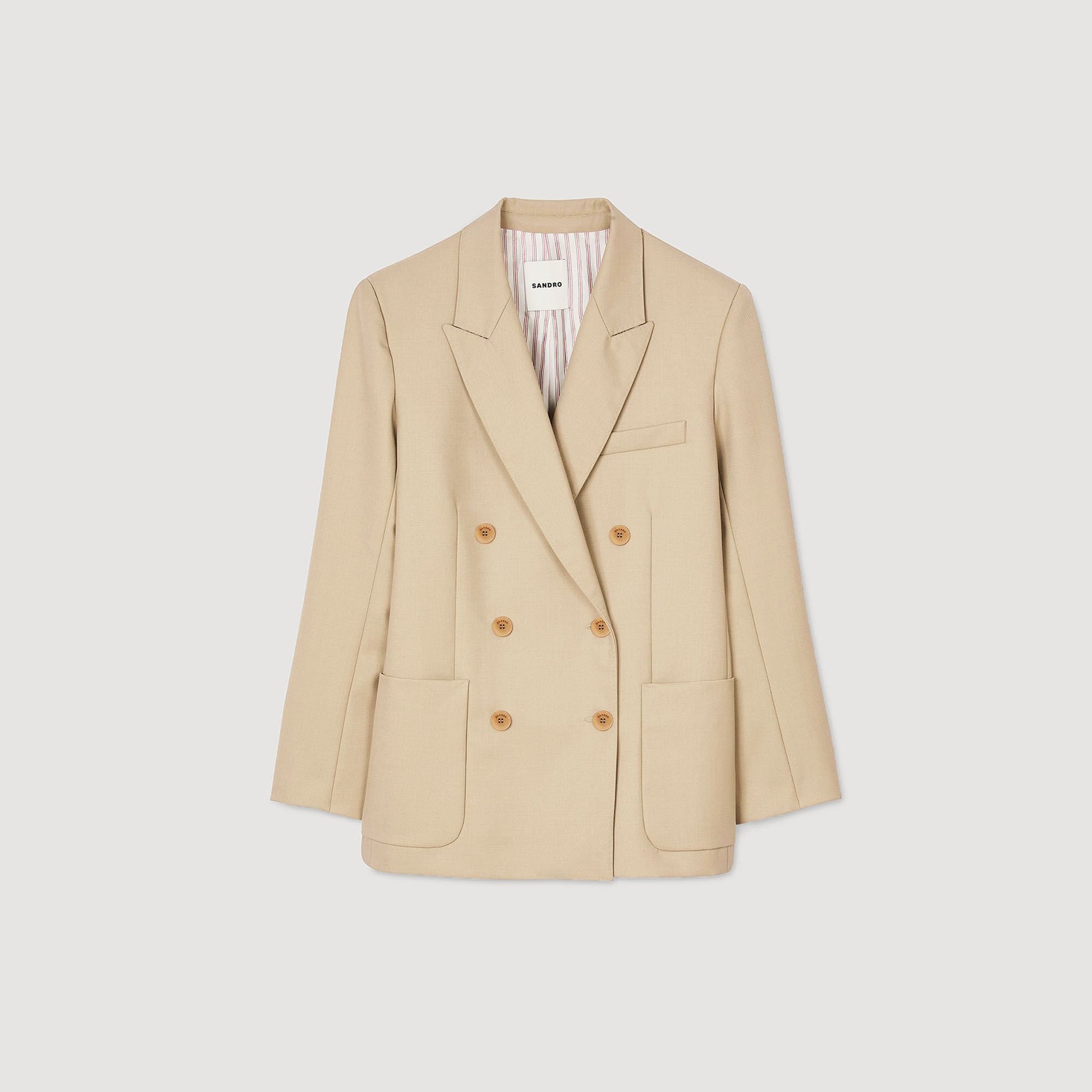 Sandro Double-breasted suit jacket Sand