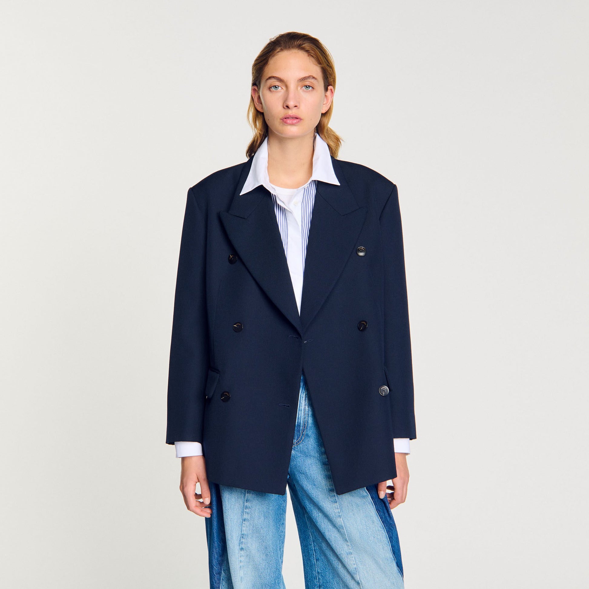 Sandro Wool blend suit jacket Navy Blue