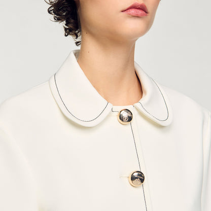 Sandro Peter Pan collar cropped jacket Ecru
