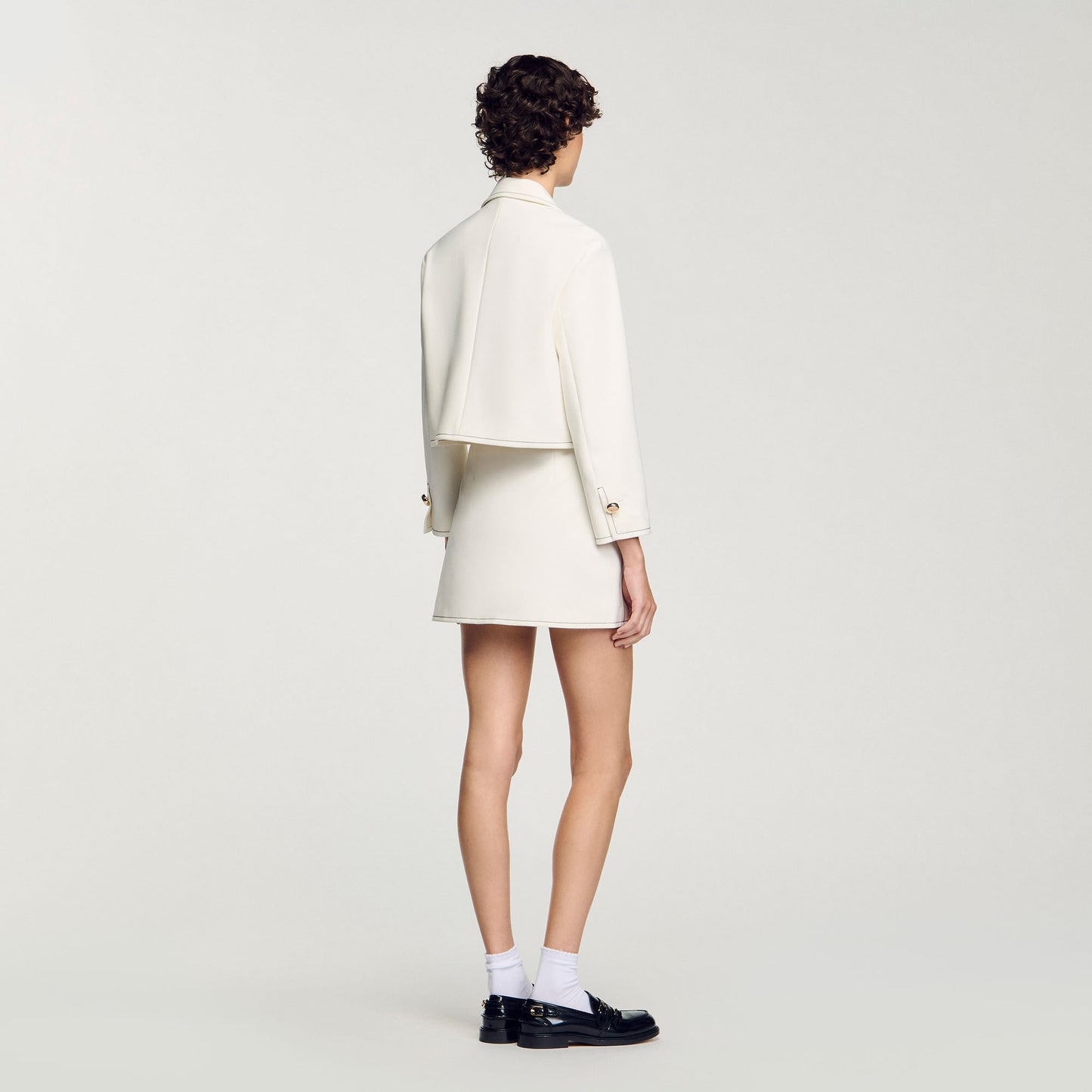 Sandro Peter Pan collar cropped jacket Ecru