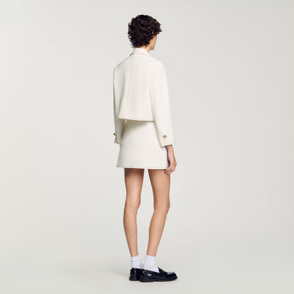 Sandro Peter Pan collar cropped jacket Ecru