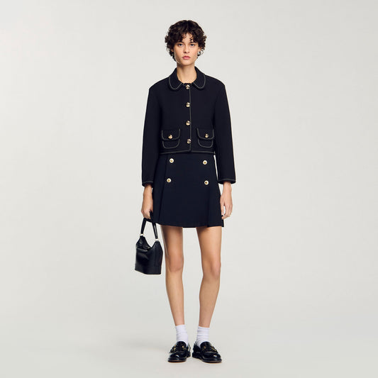 Sandro Peter Pan collar cropped jacket Black