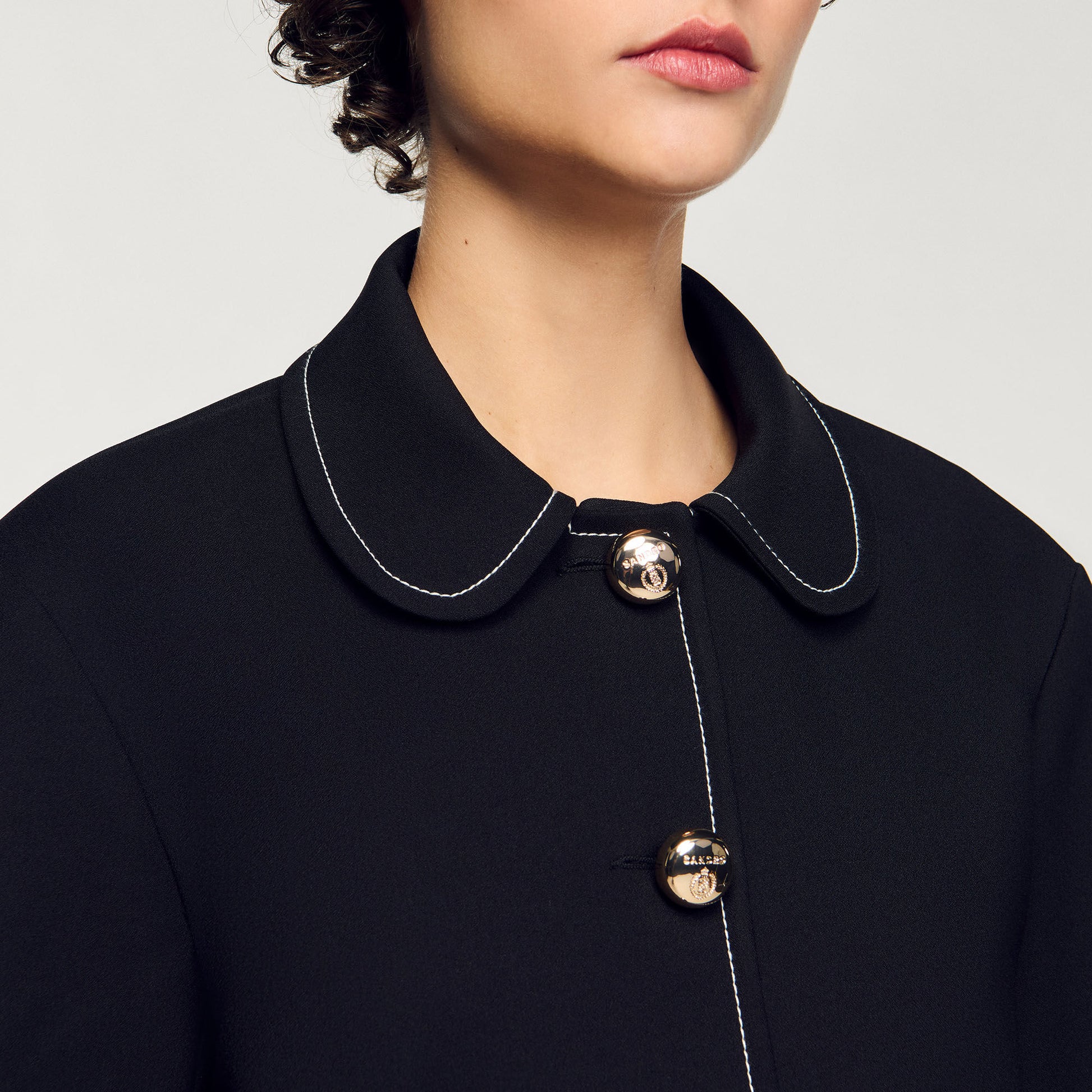 Sandro Peter Pan collar cropped jacket Black