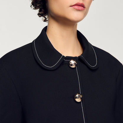Sandro Peter Pan collar cropped jacket Black