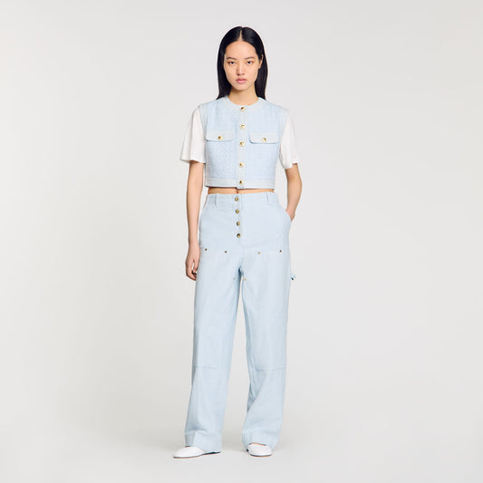 Sandro Decorative tweed jacket Sky Blue