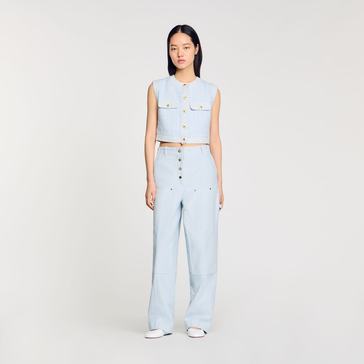 Sandro Decorative tweed jacket Sky Blue