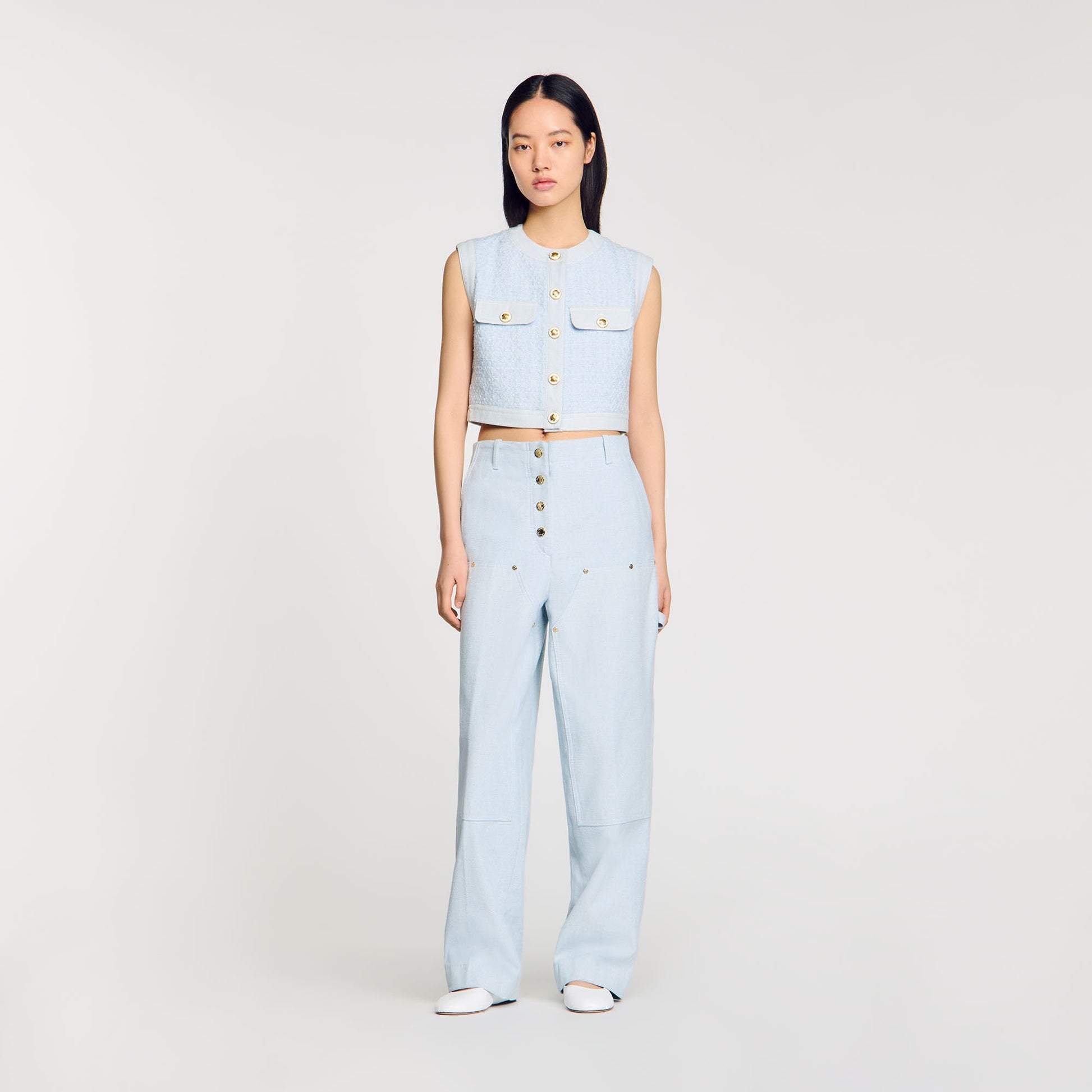 Sandro Decorative tweed jacket Sky Blue
