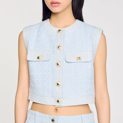 Sandro Decorative tweed jacket Sky Blue