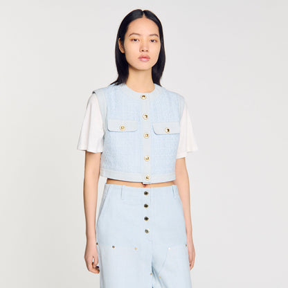 Sandro Decorative tweed jacket Sky Blue