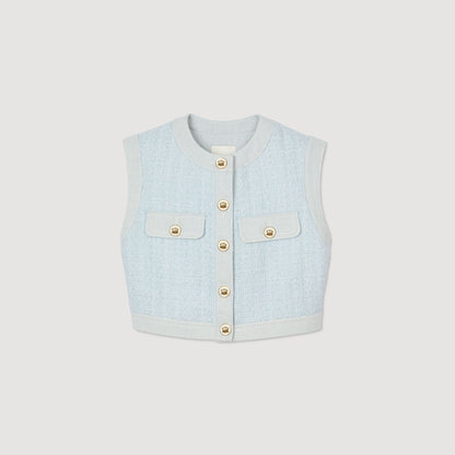 Sandro Decorative tweed jacket Sky Blue