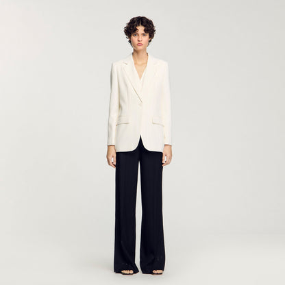 Sandro Sequinned suit jacket Ecru