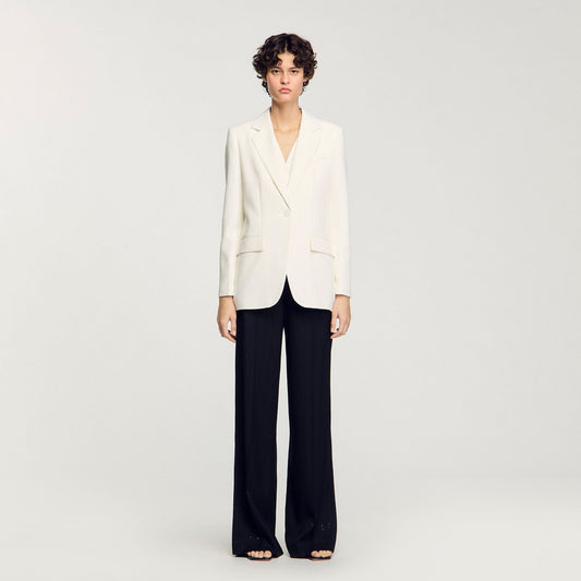 Sandro Sequinned suit jacket Ecru