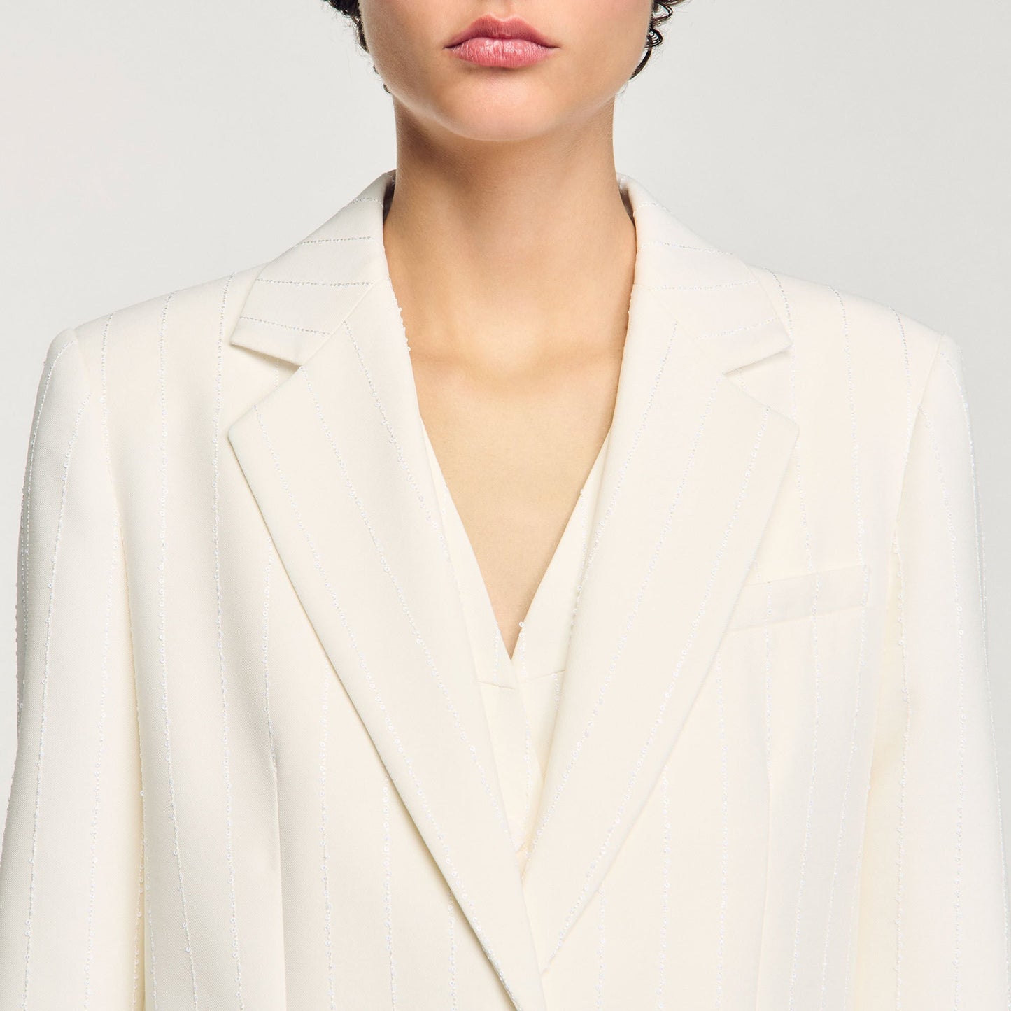 Sandro Sequinned suit jacket Ecru