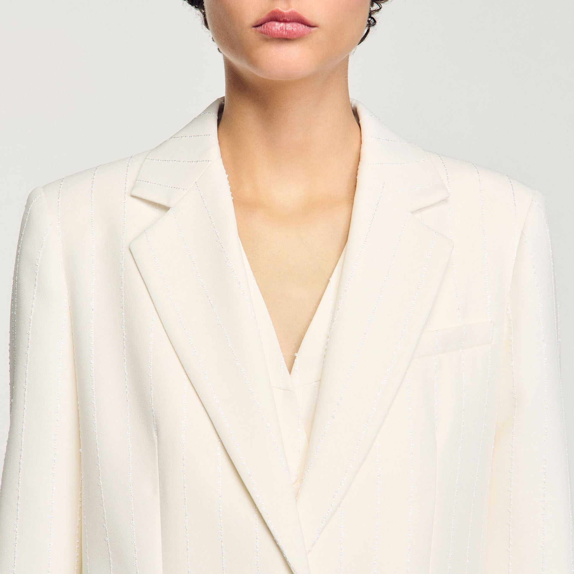 Sandro Sequinned suit jacket Ecru