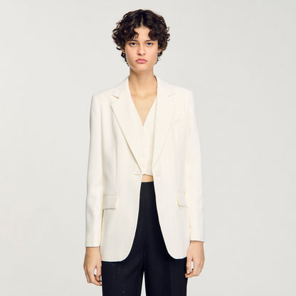 Sandro Sequinned suit jacket Ecru