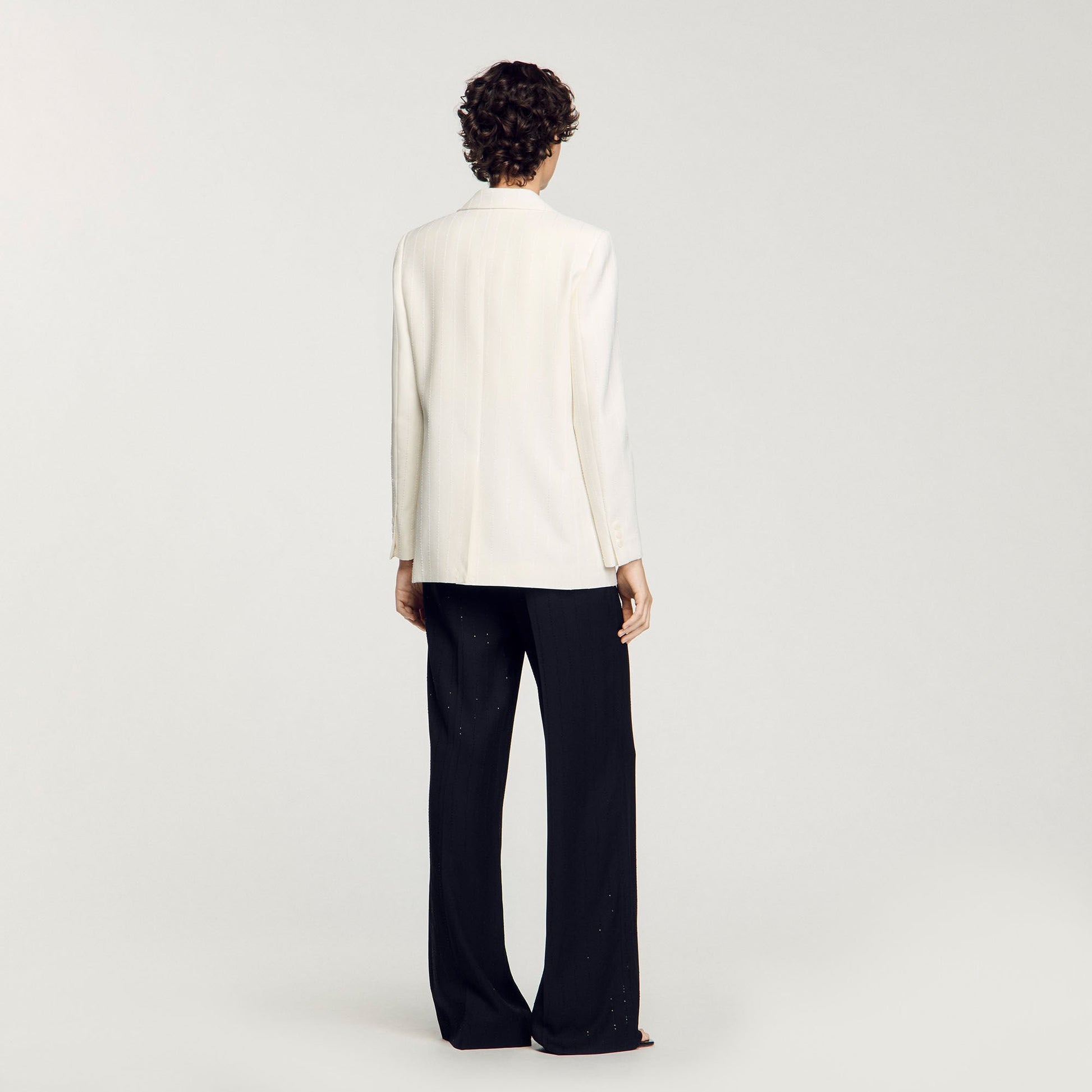 Sandro Sequinned suit jacket Ecru