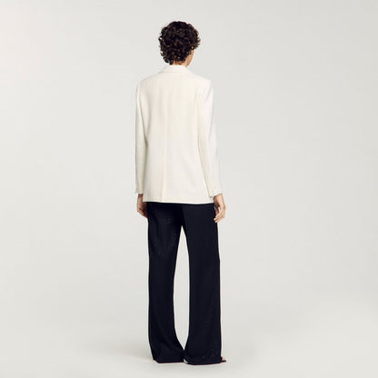 Sandro Sequinned suit jacket Ecru