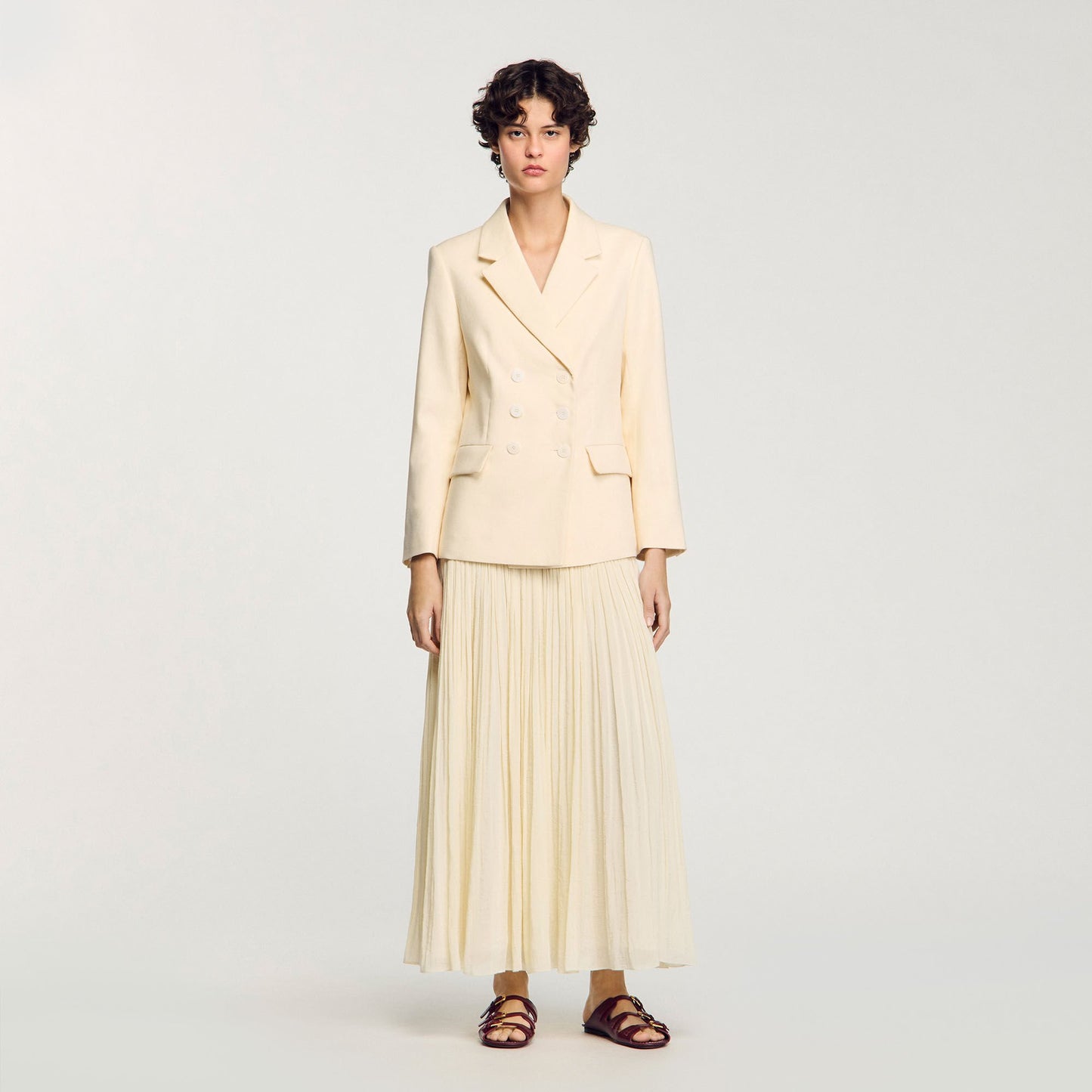 Sandro Double-breasted suit jacket Ecru