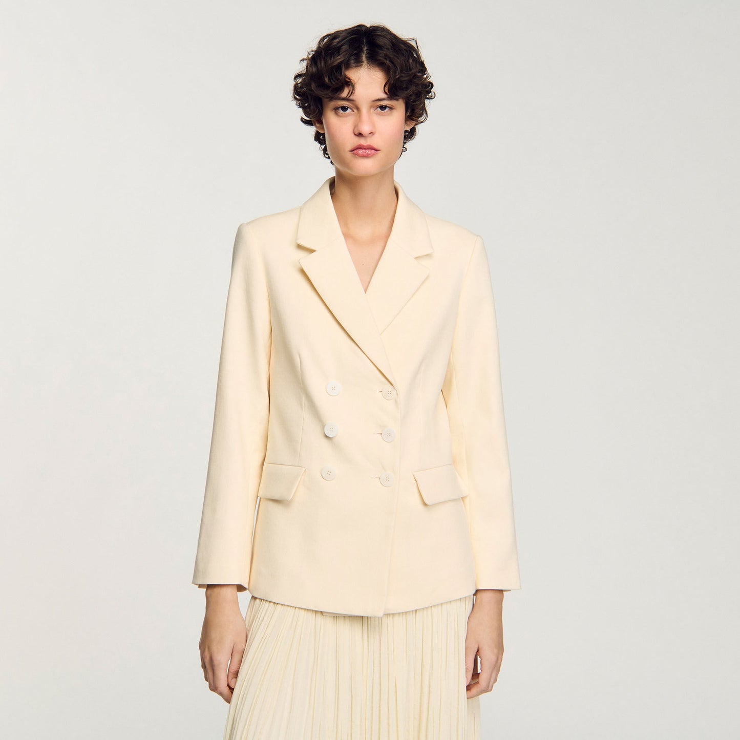 Sandro Double-breasted suit jacket Ecru