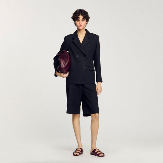 Sandro Double-breasted suit jacket Black