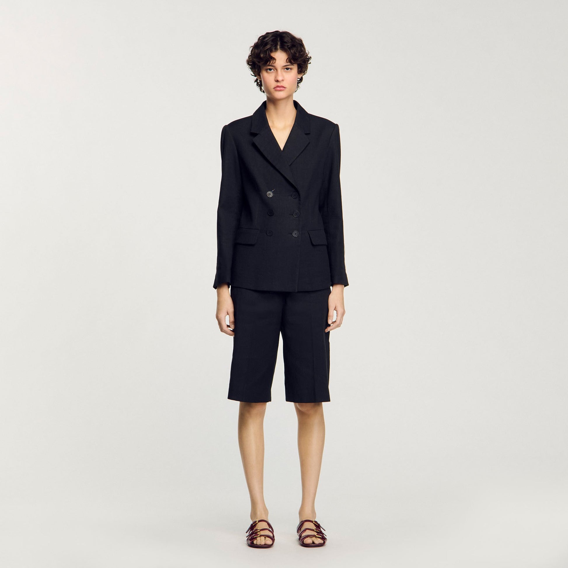 Sandro Double-breasted suit jacket Black