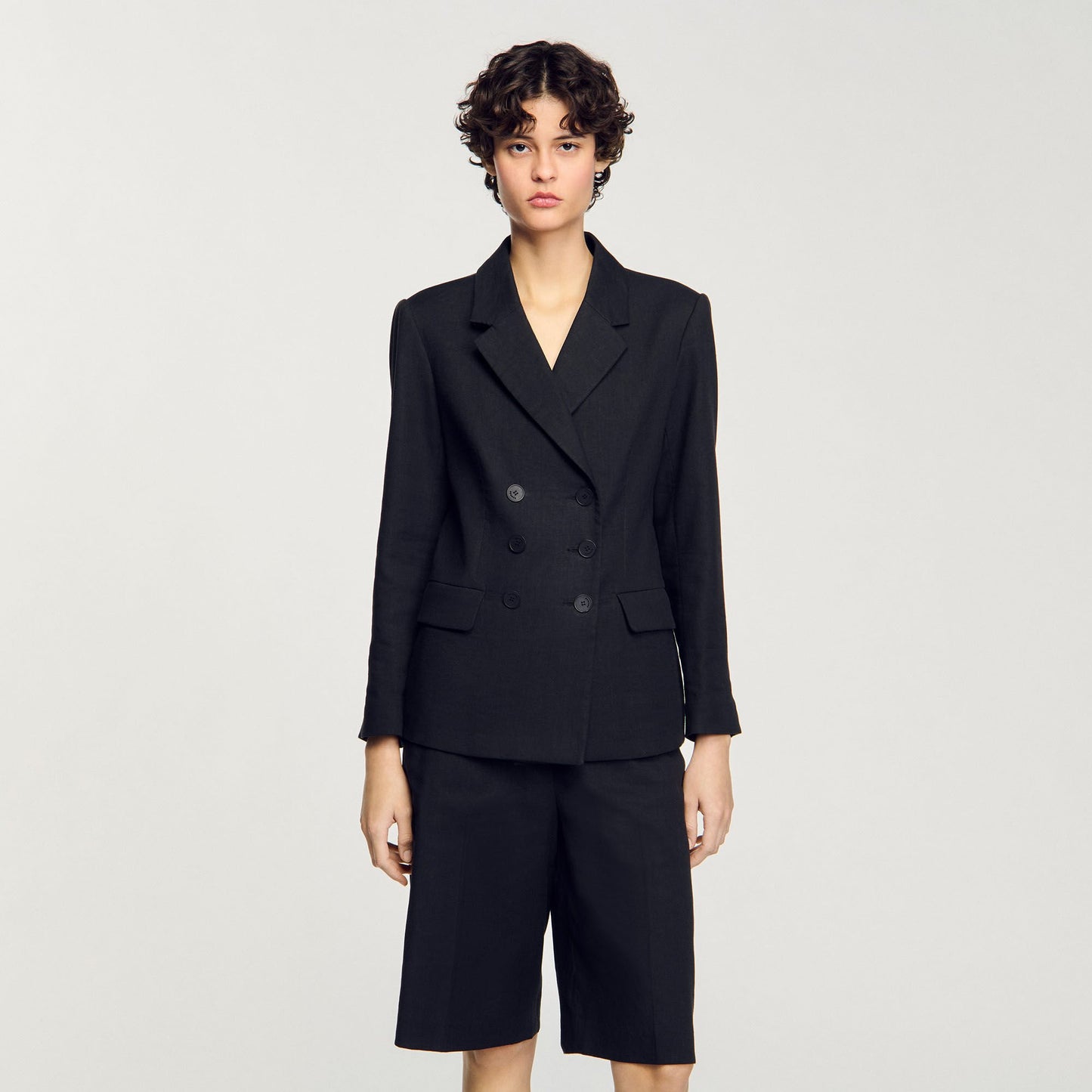 Sandro Double-breasted suit jacket Black