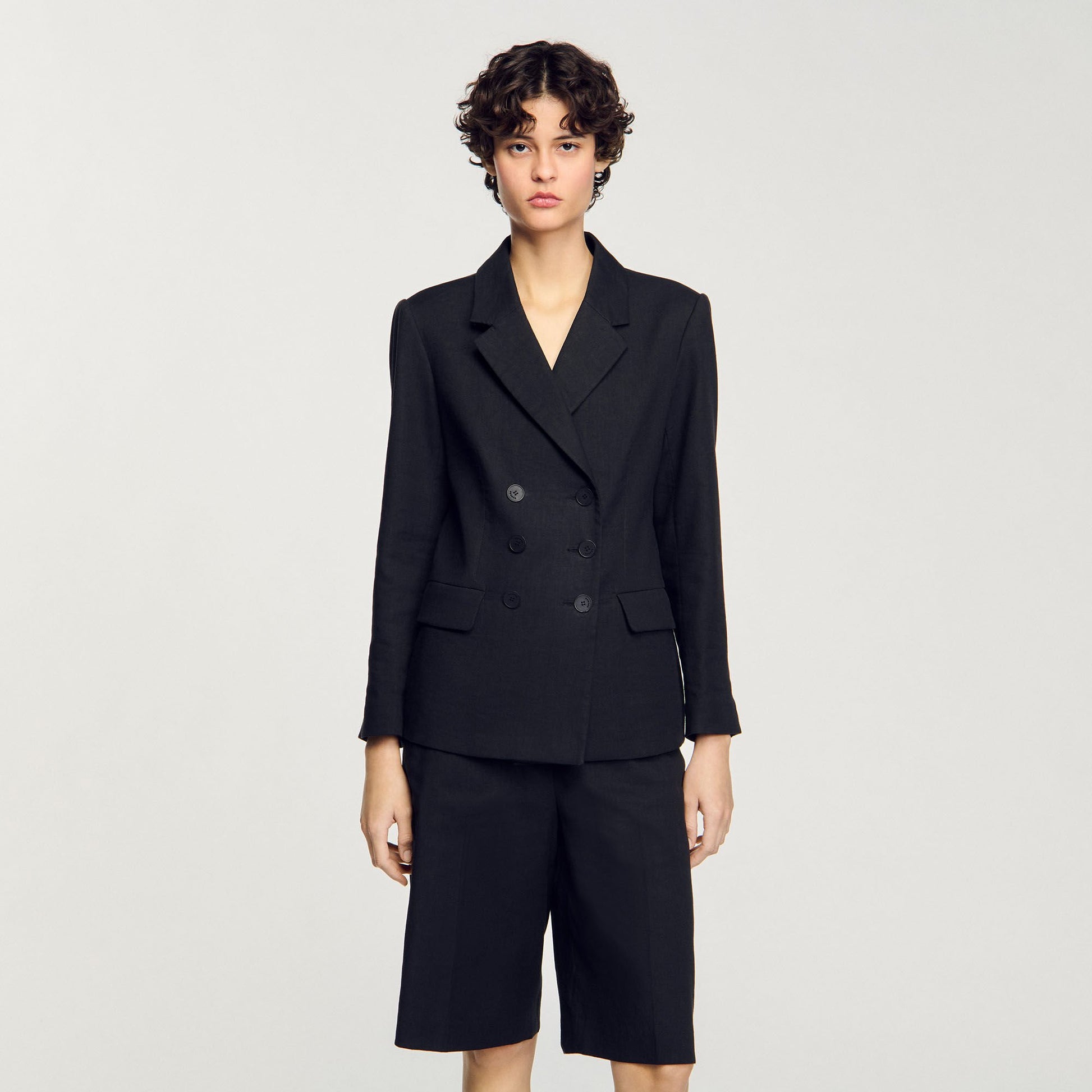 Sandro Double-breasted suit jacket Black