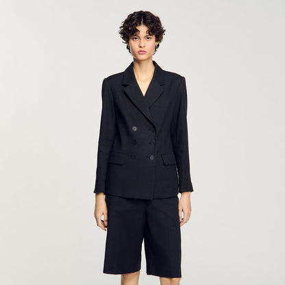 Sandro Double-breasted suit jacket Black