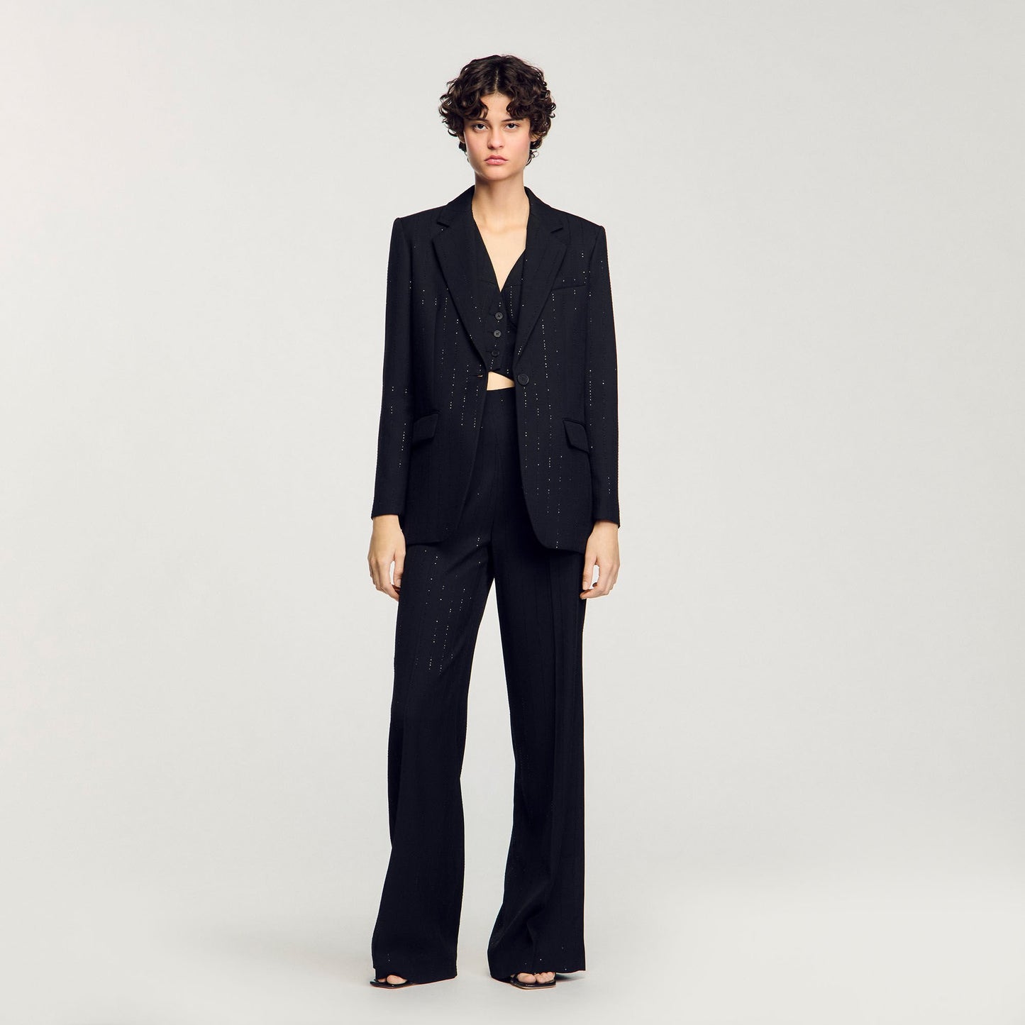 Sandro Sequinned suit jacket Black