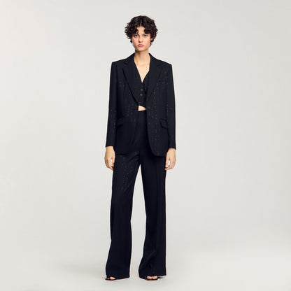 Sandro Sequinned suit jacket Black