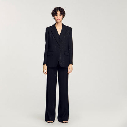 Sandro Sequinned suit jacket Black