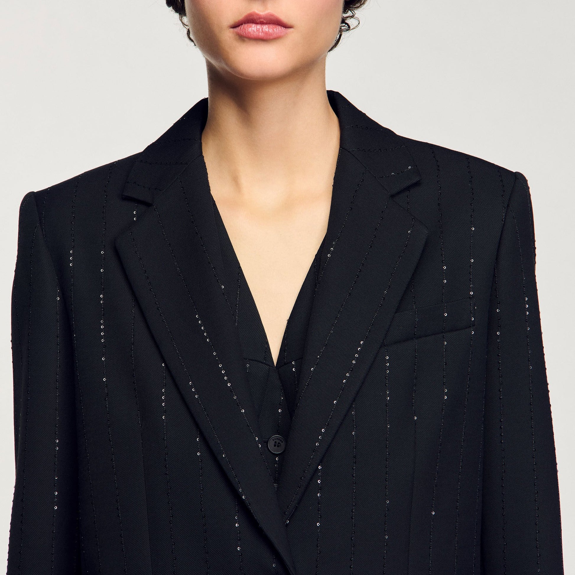 Sandro Sequinned suit jacket Black