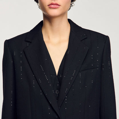 Sandro Sequinned suit jacket Black