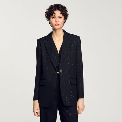 Sandro Sequinned suit jacket Black