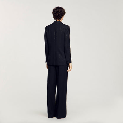 Sandro Sequinned suit jacket Black