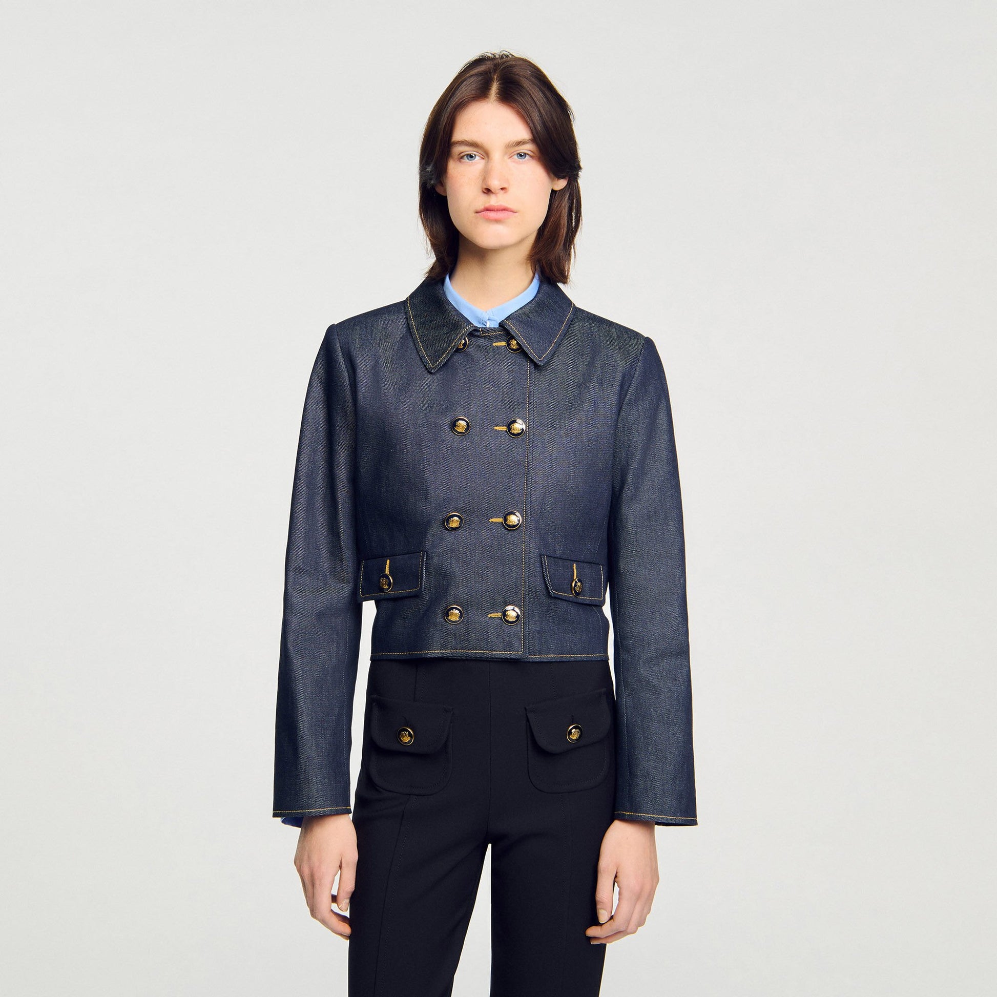 Sandro Denim tailored jacket Deep Blue