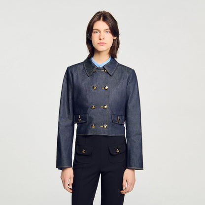 Sandro Denim tailored jacket Deep Blue