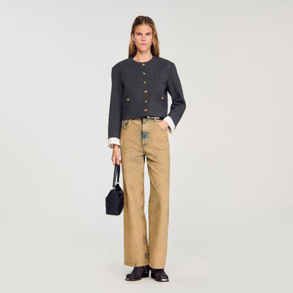 Sandro Rhinestone tailored jacket Grey / Brown