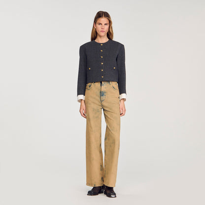 Sandro Rhinestone tailored jacket Grey / Brown