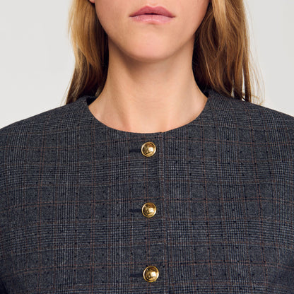 Sandro Rhinestone tailored jacket Grey / Brown